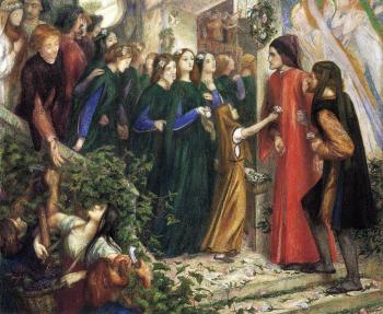 但丁 加百利 羅塞蒂 Beatrice, Meeting Dante at a Wedding Feast, Denies him her Salutation